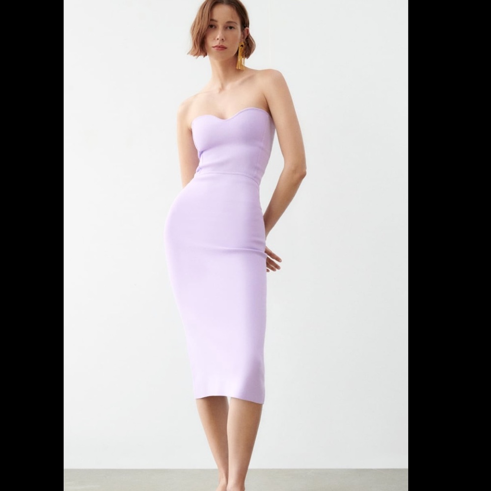 NEW ZARA strapless knit midi dress, size small